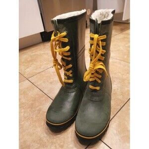 Men's Vtg 100% Waterproof Explorers Steel Shank Rubber Hunting Green Boots Sz 10